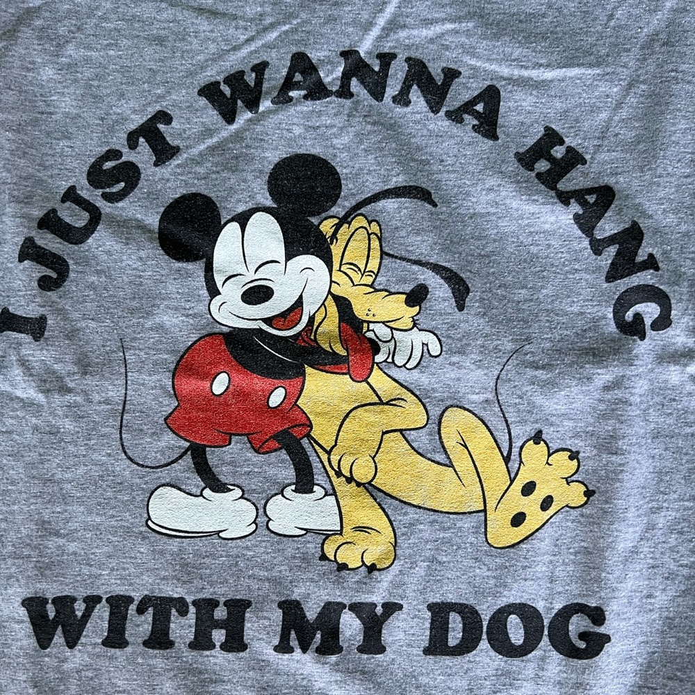 Disney “I just wanna hang with my dog” scoop neck tee size small